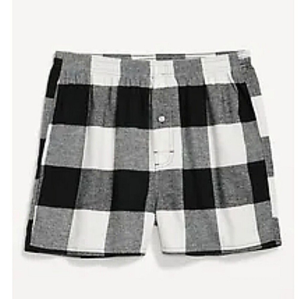 Old Navy Mens XXL Flannel Pajama Shorts Boxers White Black Buffalo Plaid PJs 2XL